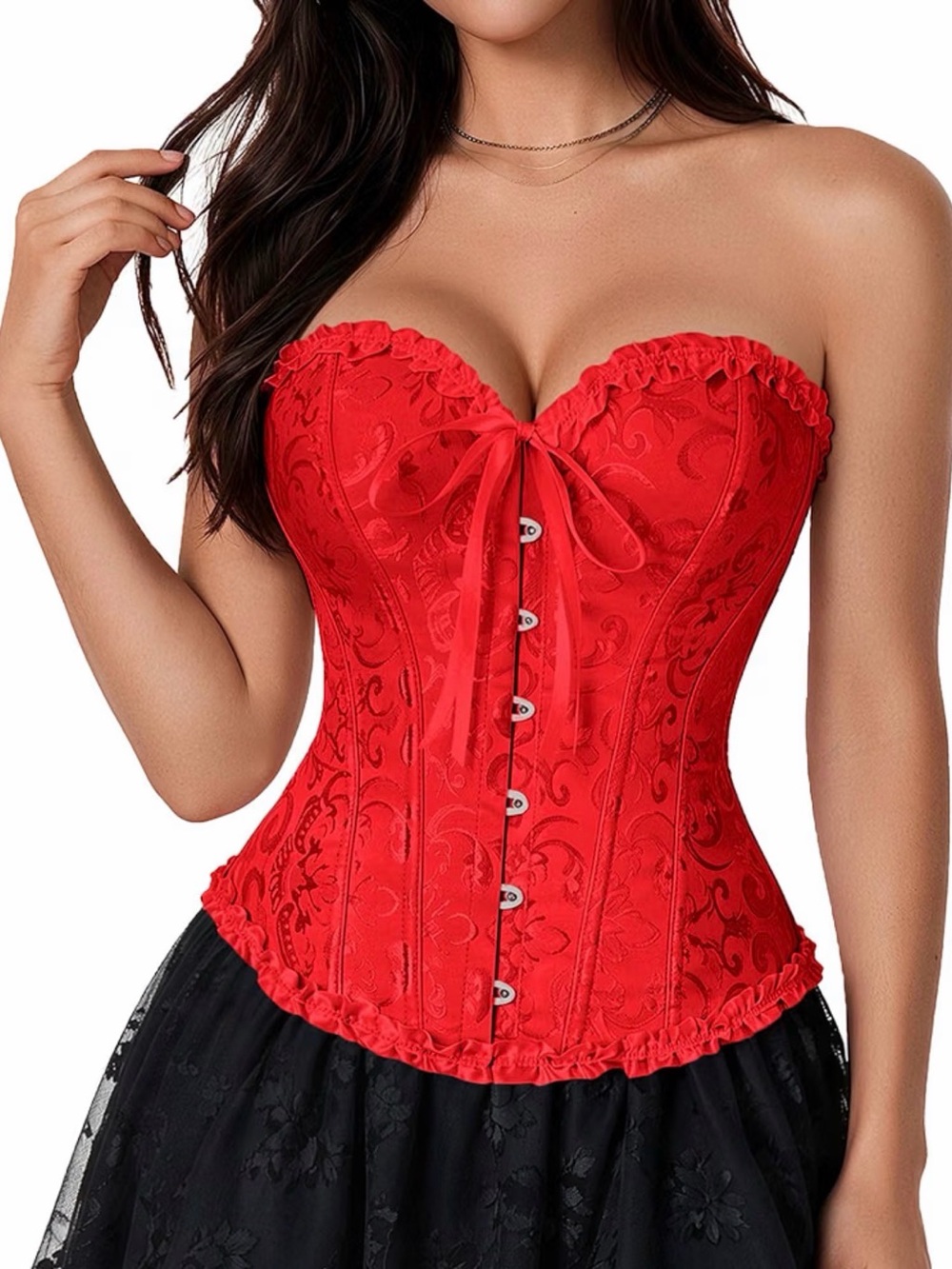 High quality Red Strapless 14-Boned Corset Top lace-up